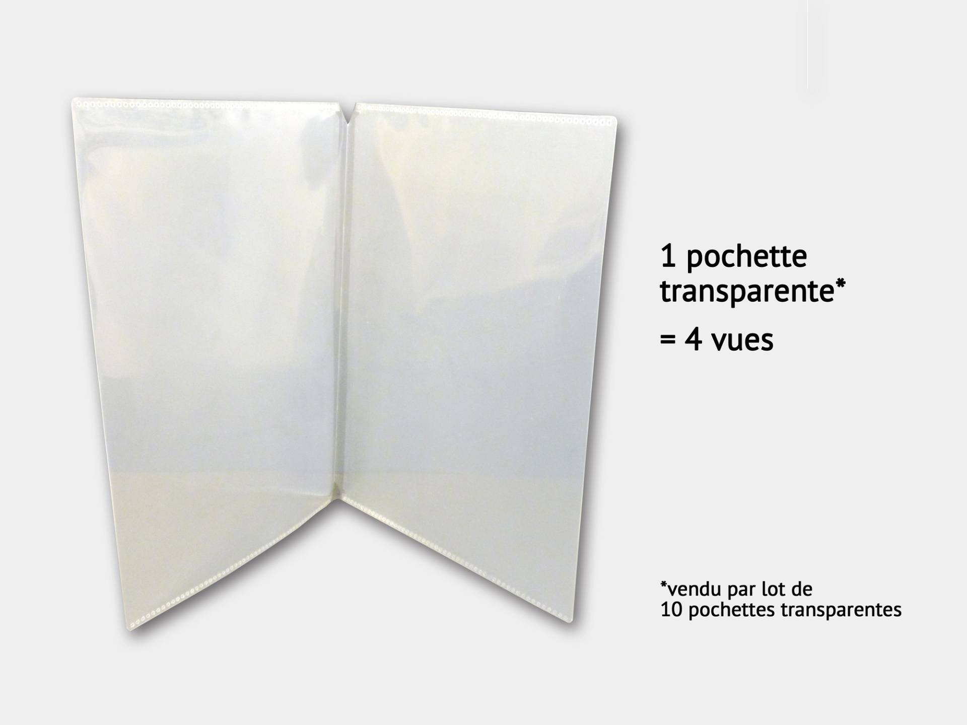 Pochettes transparentes pochettes transparentes 1 pochette trasnparente = 4  vues