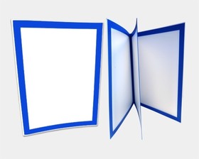 MenuBasik, A4, plaque blanche, bordures bleu fonçé